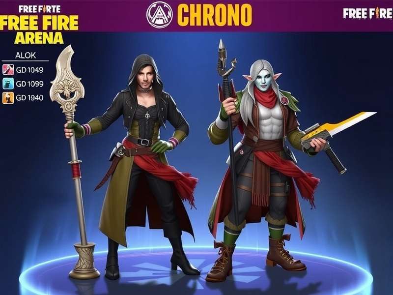 Free Fire Arena characters including Alok and Chrono
